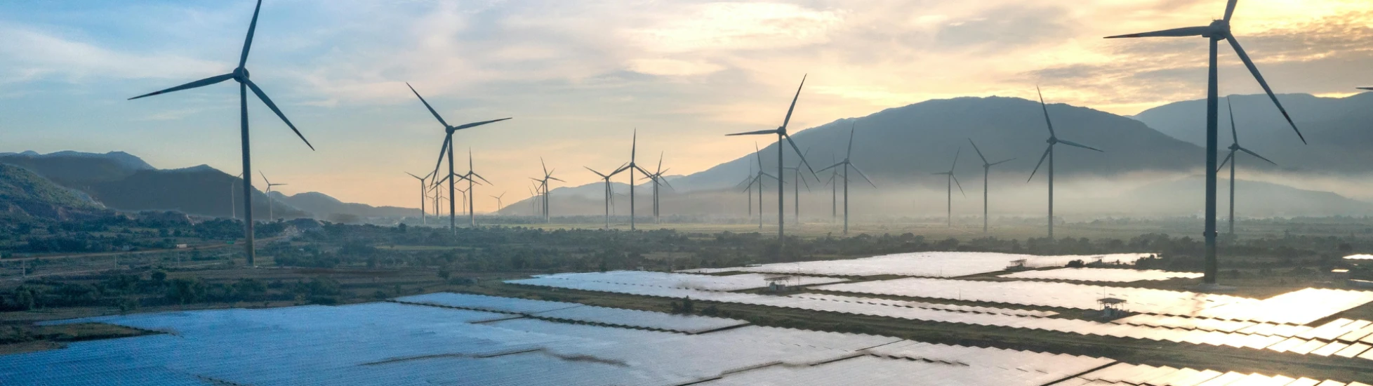 wind farm and solar panels