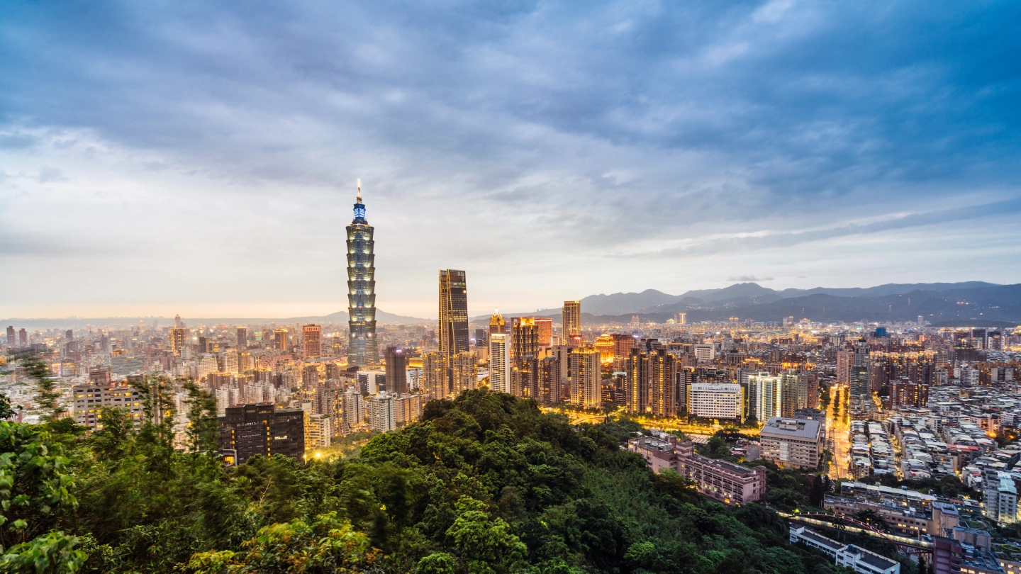 Taipei skyline in the evening image